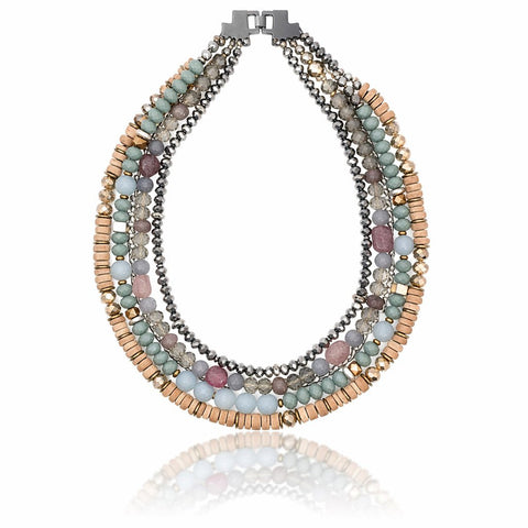 Harmony Layers Gemstone & Crystal Choker Necklace - Leila Jewels