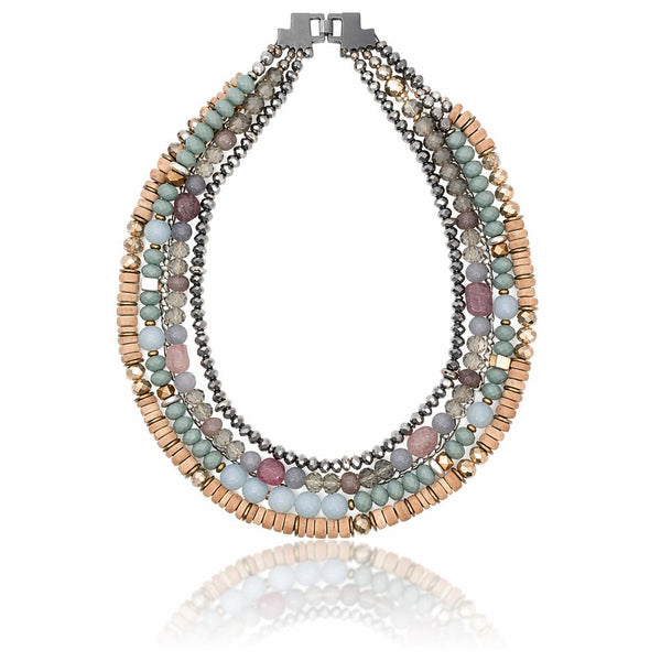Harmony Layers Gemstone & Crystal Choker Necklace - Leila Jewels