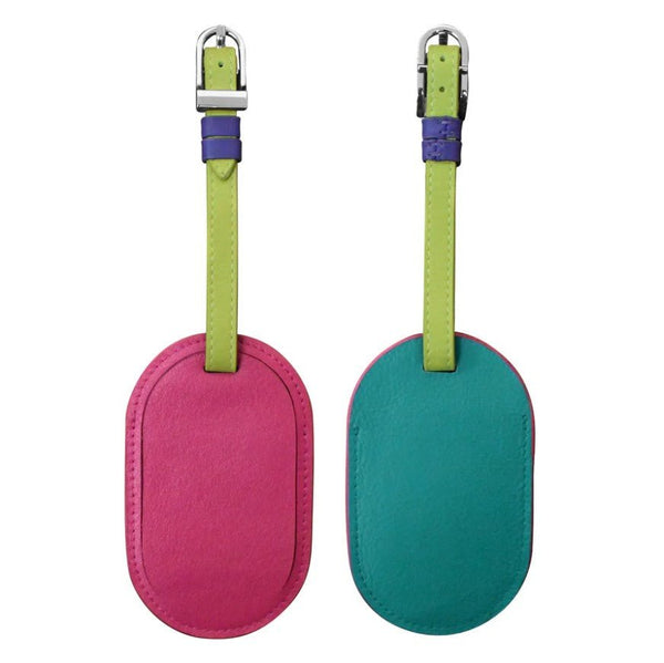Round Leather Luggage Tag - Leila Jewels