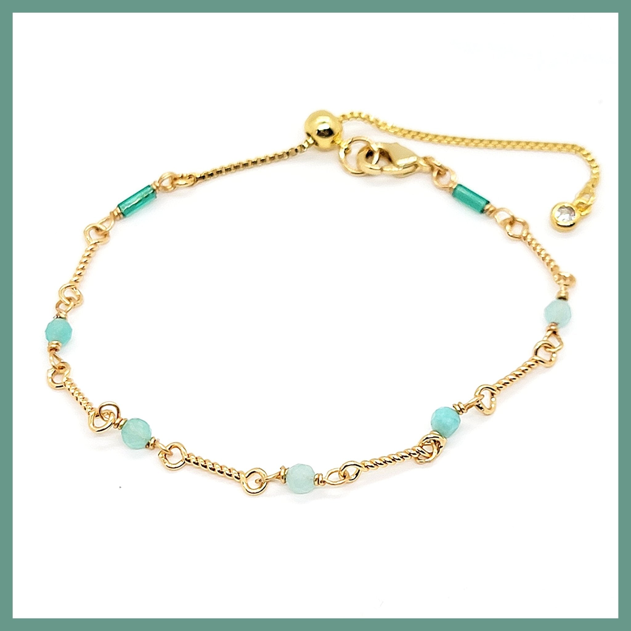 Gemstone Bead Pull Bracelet - Leila Jewels