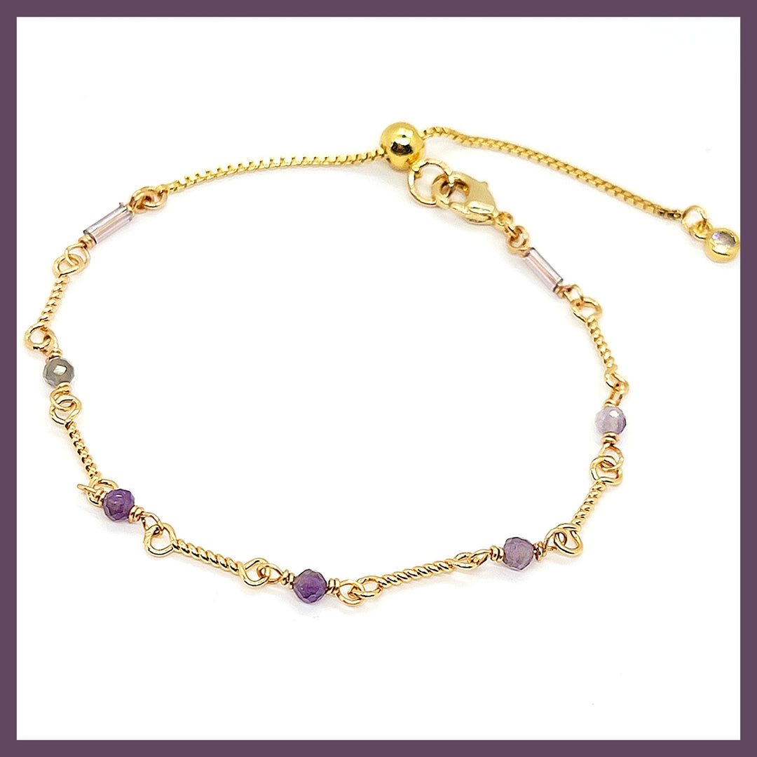 Gemstone Bead Pull Bracelet - Leila Jewels