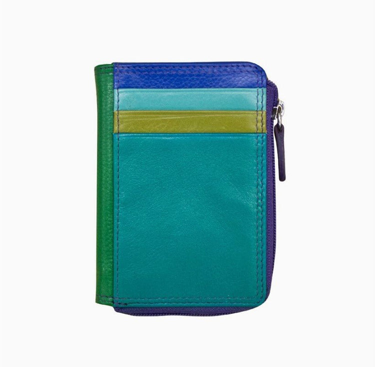 Leather Credit Card / ID Holder with Zip Pocket - Leila Jewels