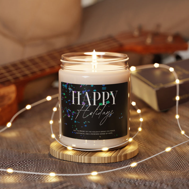 Happy Holidays Scented Soy Candle — 9oz Festive Fragranced Jar