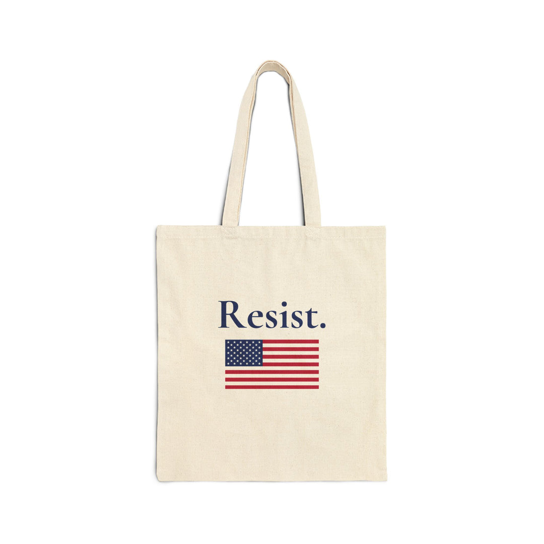 Resist - Cotton Canvas Tote Bag with American Flag - Eco - Friendly Shopping Bag - Leila Jewels