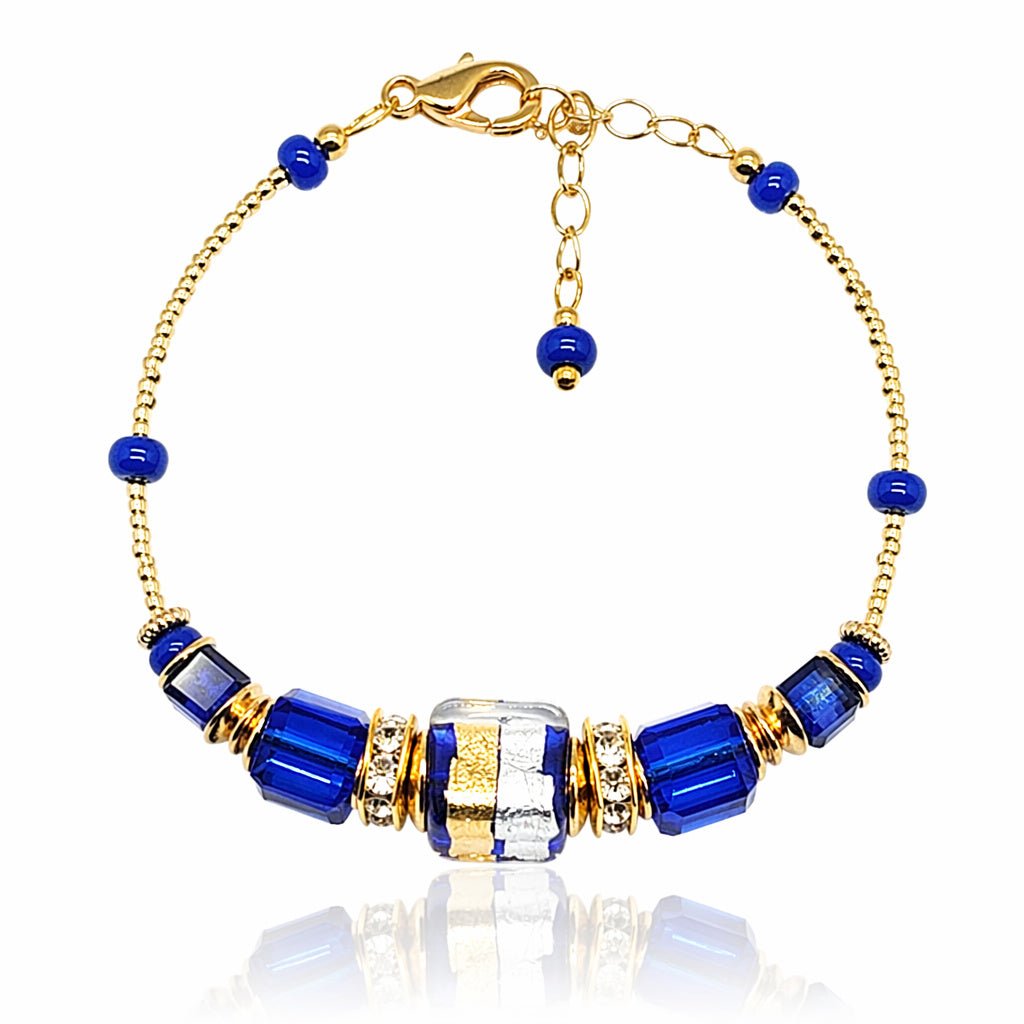 Murano Cobalt Cubes Bracelet - Leila Jewels