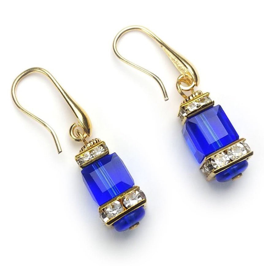 Cobalt Crystal Earrings - Leila Jewels