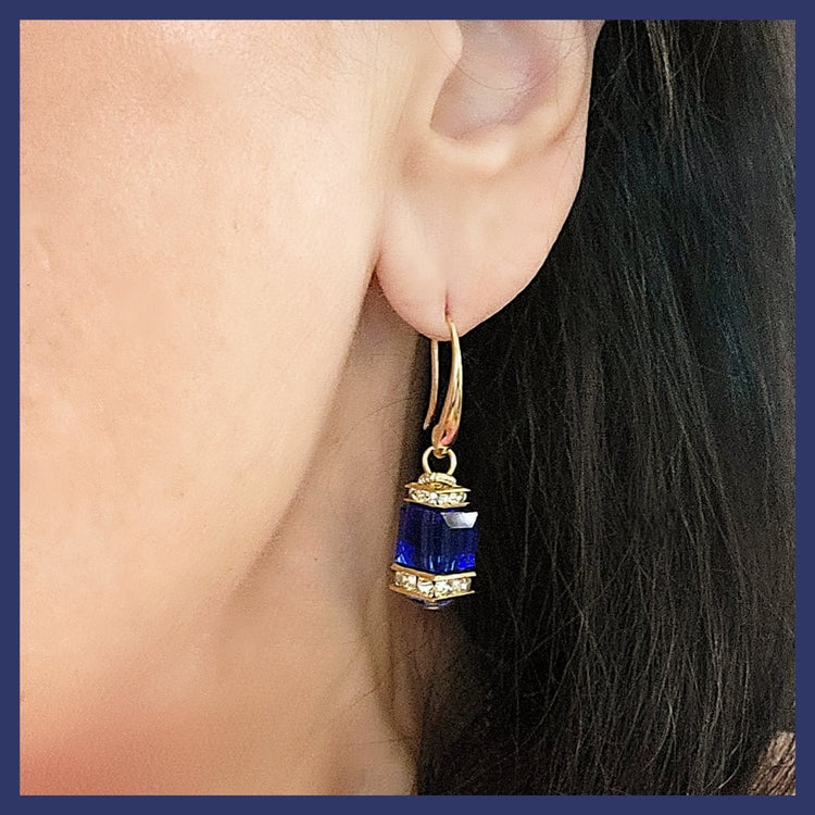 Cobalt Crystal Earrings - Leila Jewels