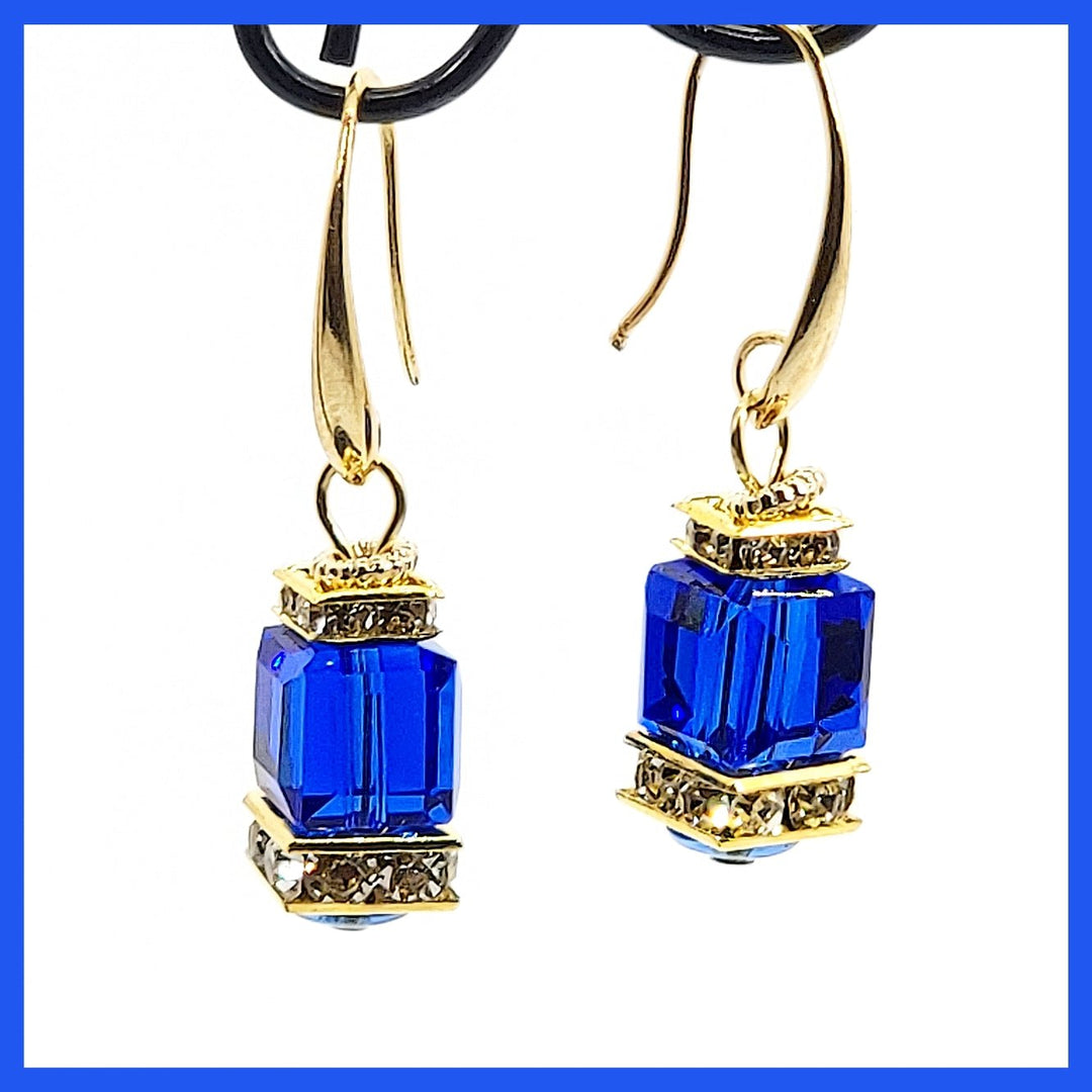 Cobalt Crystal Earrings - Leila Jewels