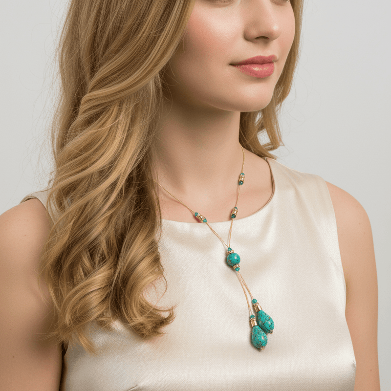 Murano Glass Drop Necklace - Leila Jewels