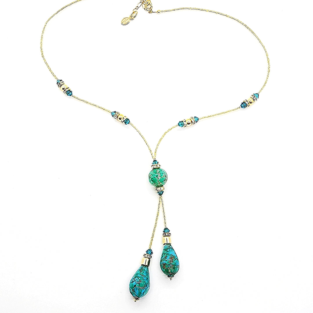 Murano Glass Drop Necklace - Leila Jewels