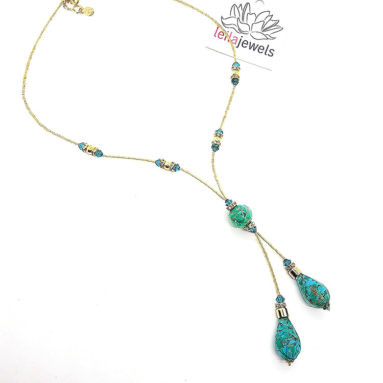 Murano Glass Drop Necklace - Leila Jewels