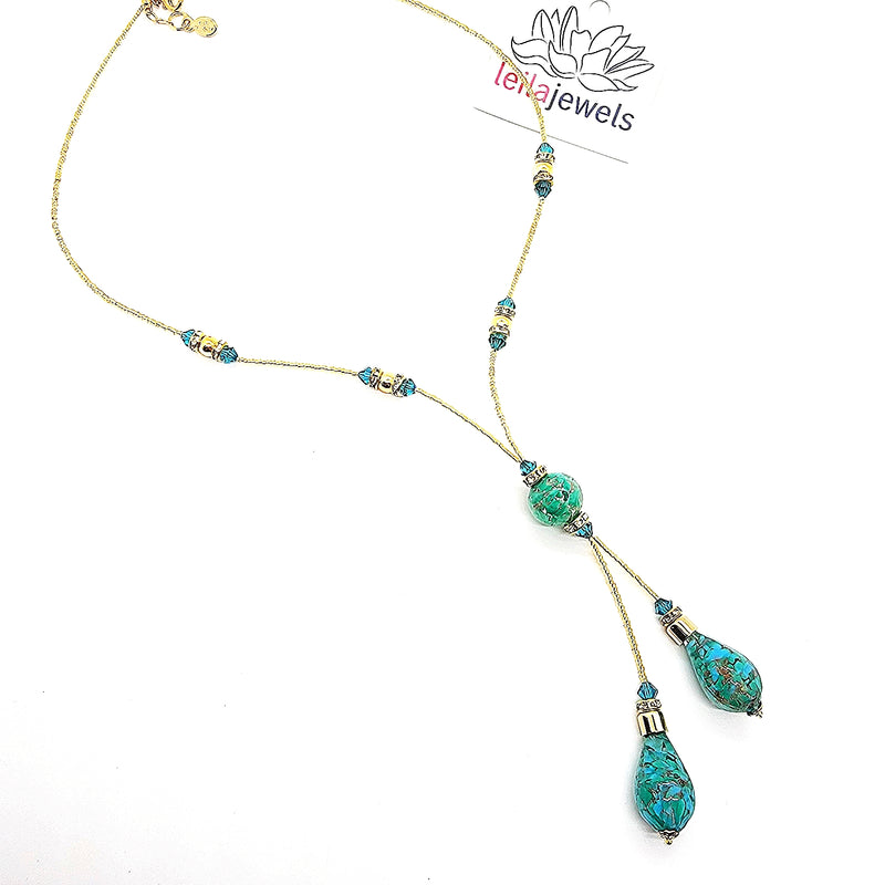 Murano Glass Drop Necklace - Leila Jewels