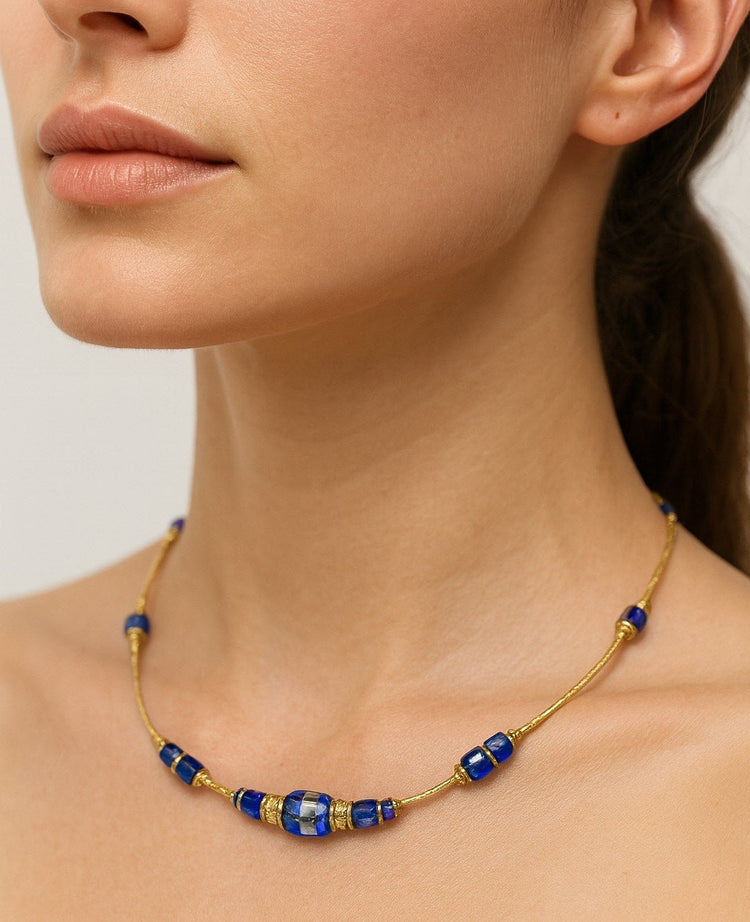 Murano Cobalt Cubes Necklace - Leila Jewels