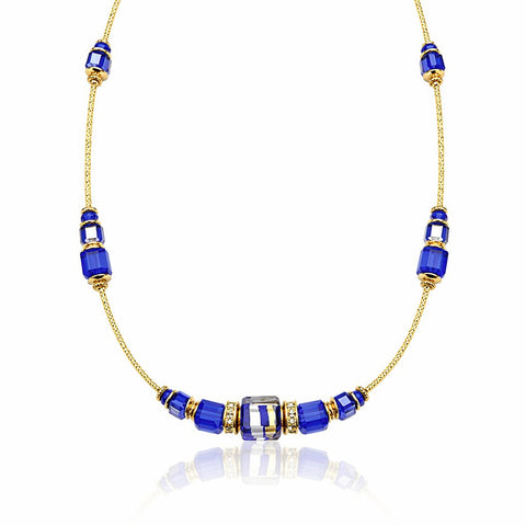 Murano Cobalt Cubes Necklace - Leila Jewels