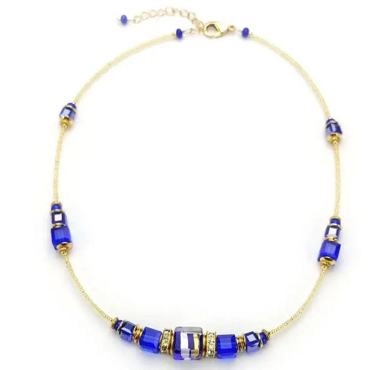 Murano Cobalt Cubes Necklace - Leila Jewels