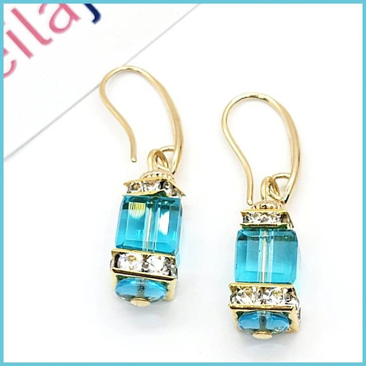 Square Murano Crystal Earrings - Leila Jewels