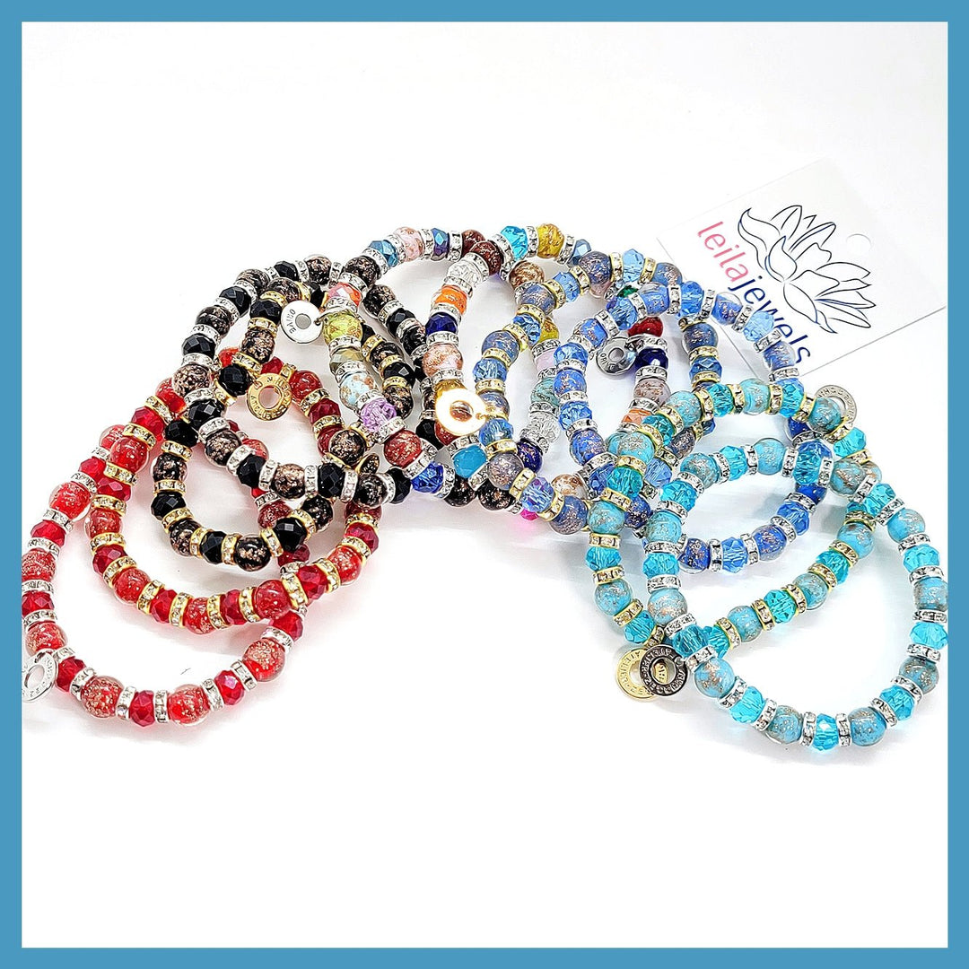 Luna Murano Crystal Stretch Bracelet - Leila Jewels