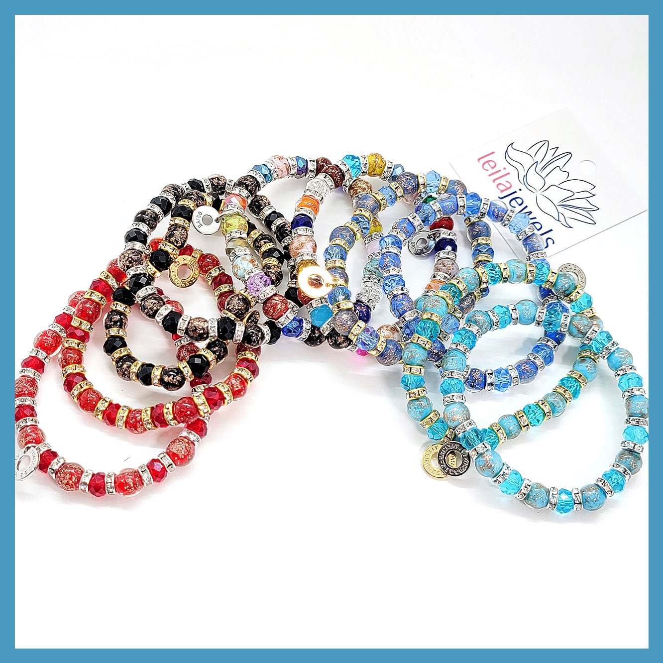 Luna Murano Crystal Stretch Bracelet - Leila Jewels