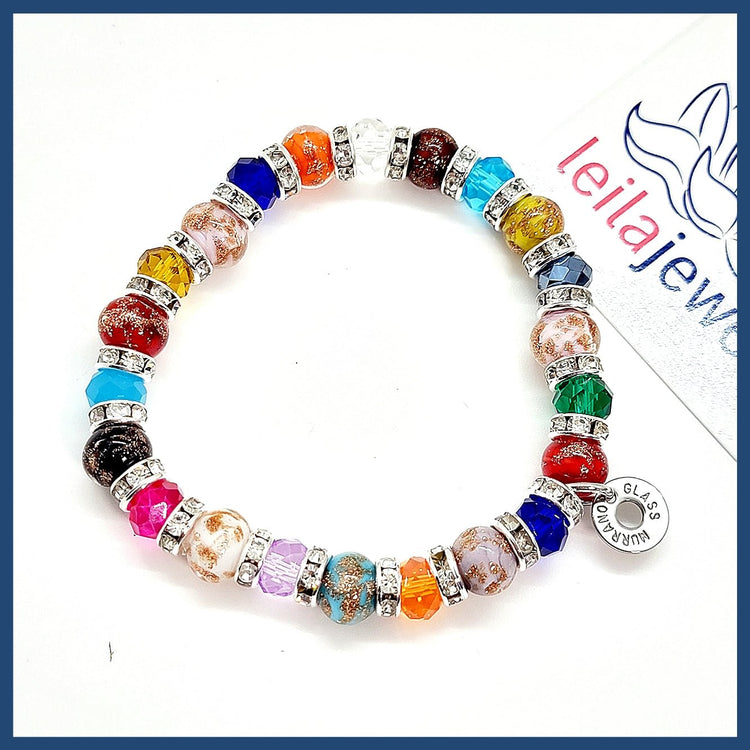 Luna Murano Crystal Stretch Bracelet - Leila Jewels