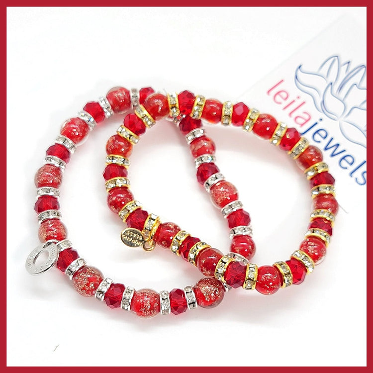 Luna Murano Crystal Stretch Bracelet - Leila Jewels