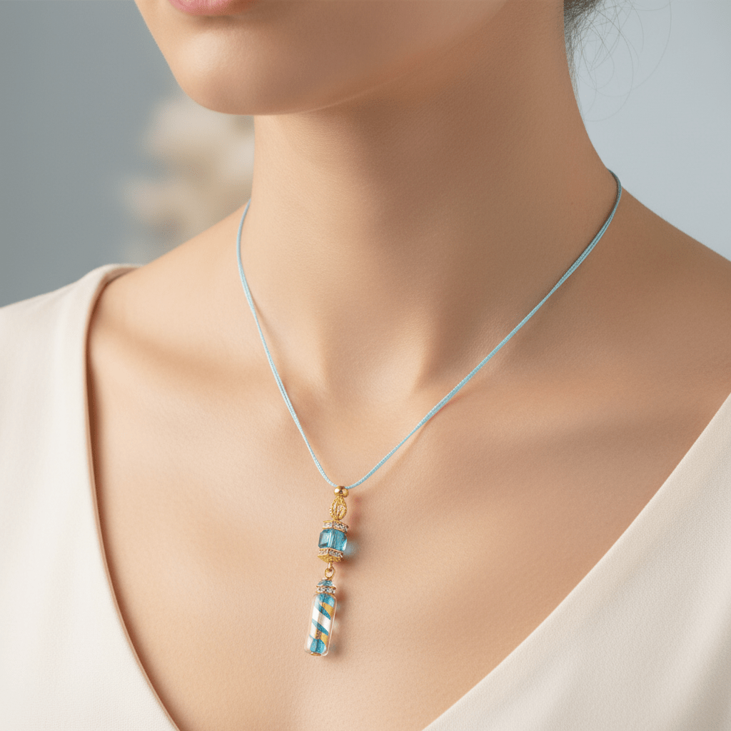 Murano Aqua Pendant Necklace - Leila Jewels