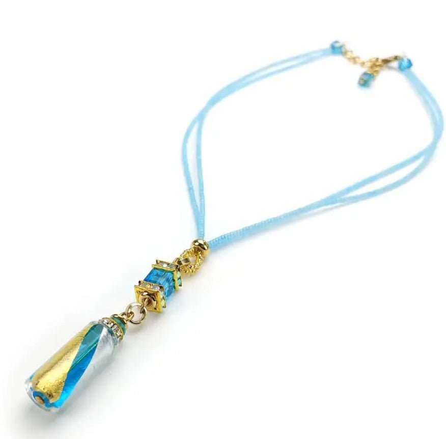 Murano Aqua Pendant Necklace - Leila Jewels