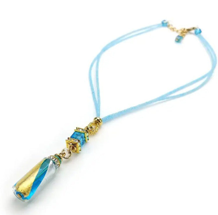 Murano Aqua Pendant Necklace - Leila Jewels
