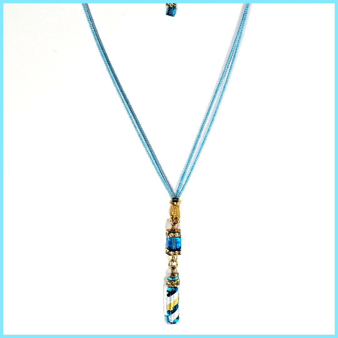Murano Aqua Pendant Necklace - Leila Jewels