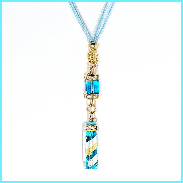 Murano Aqua Pendant Necklace - Leila Jewels