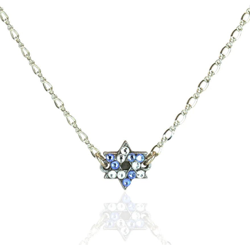 Blue and White Star of David Necklace - Leila Jewels