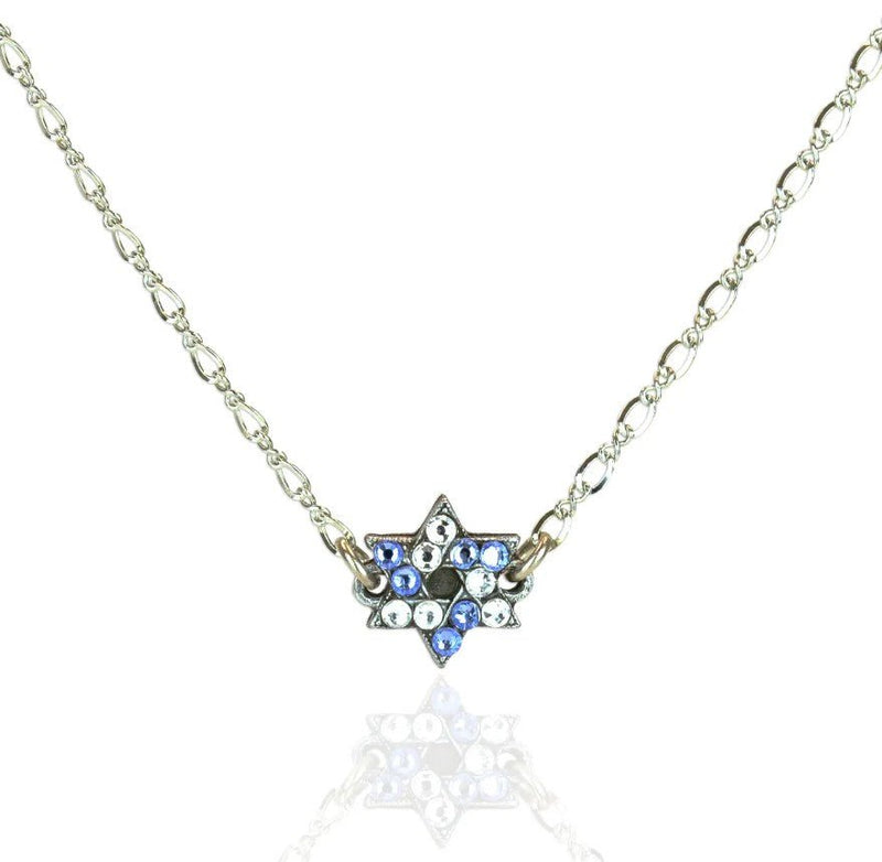 Blue and White Star of David Necklace - Leila Jewels