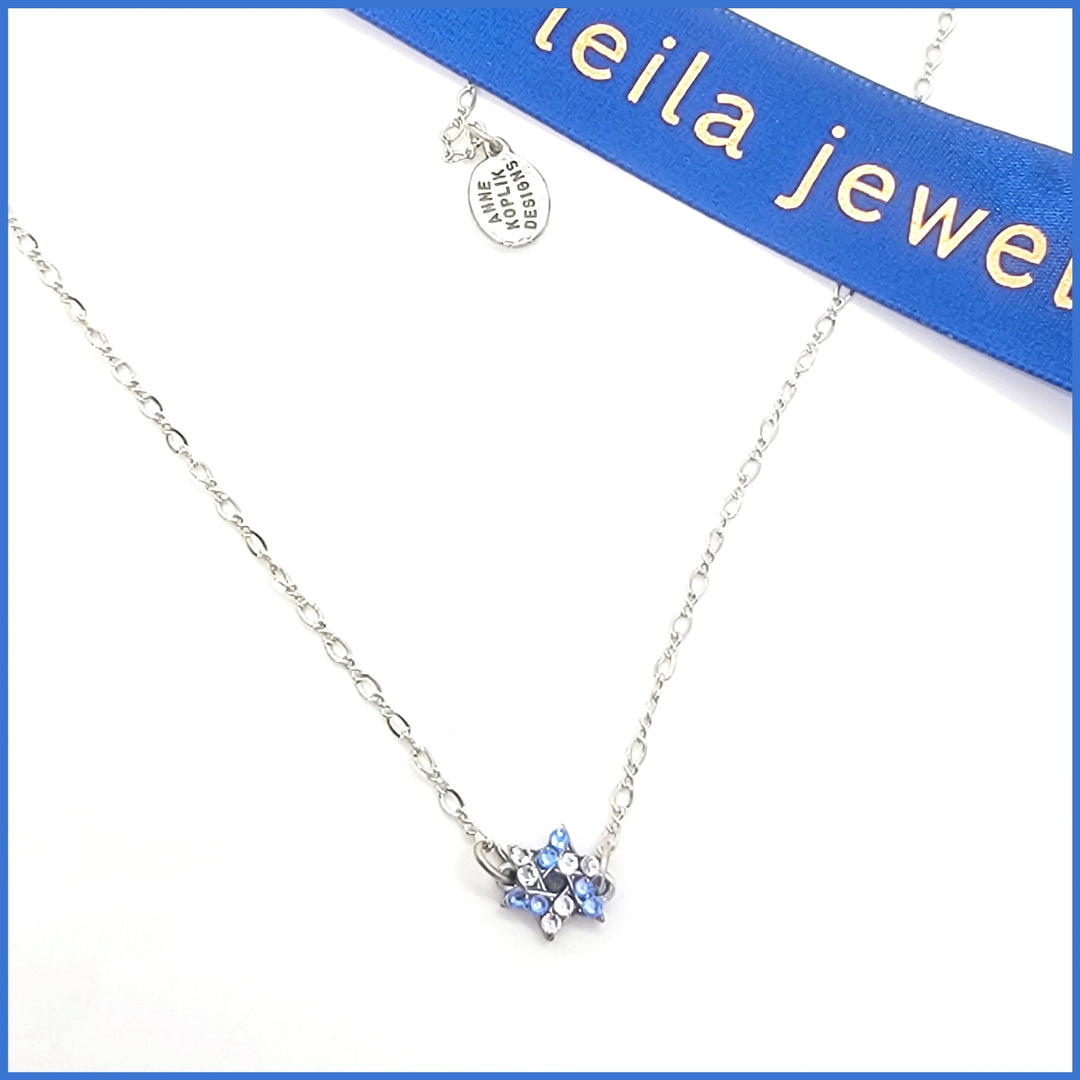 Blue and White Star of David Necklace - Leila Jewels