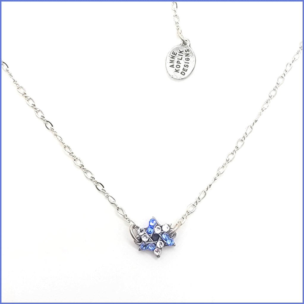 Blue and White Star of David Necklace - Leila Jewels