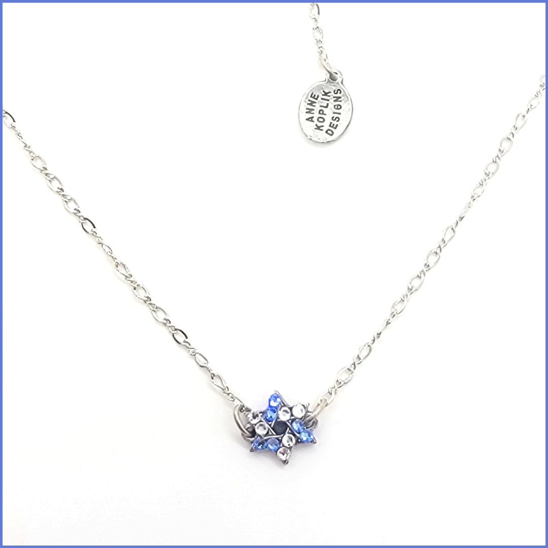 Blue and White Star of David Necklace - Leila Jewels