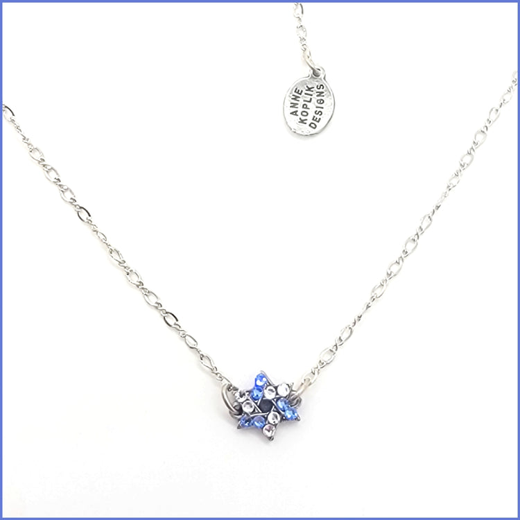Blue and White Star of David Necklace - Leila Jewels