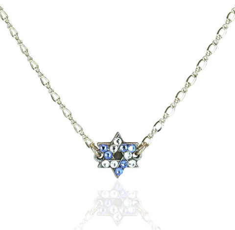 Blue and White Star of David Necklace - Leila Jewels