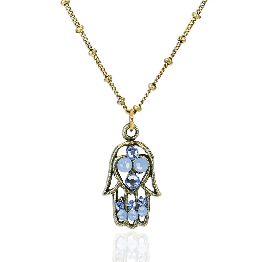 Crystal Hamsa Necklace - Leila Jewels