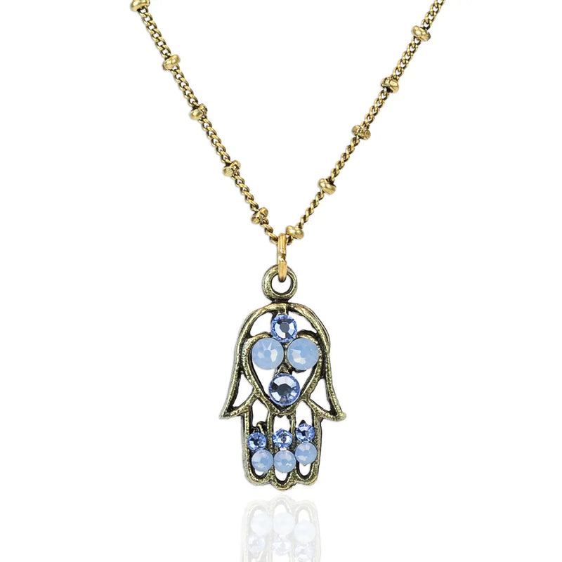 Crystal Hamsa Necklace - Leila Jewels