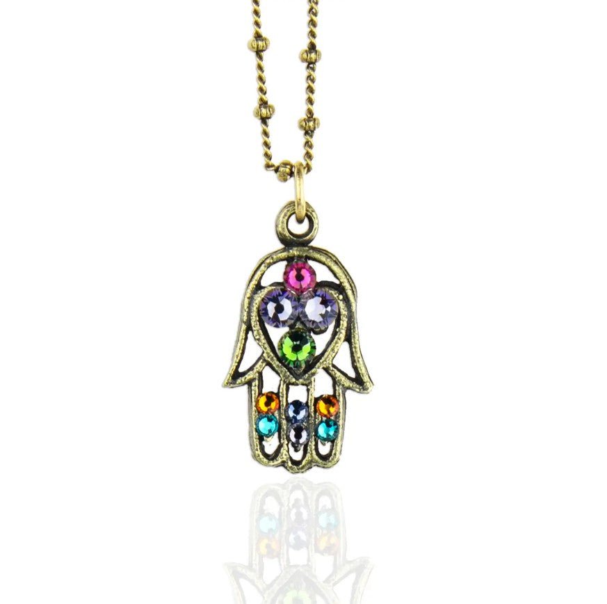 Crystal Hamsa Necklace - Leila Jewels