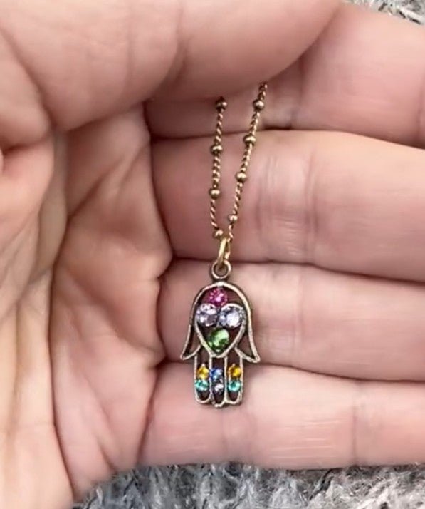 Crystal Hamsa Necklace - Leila Jewels