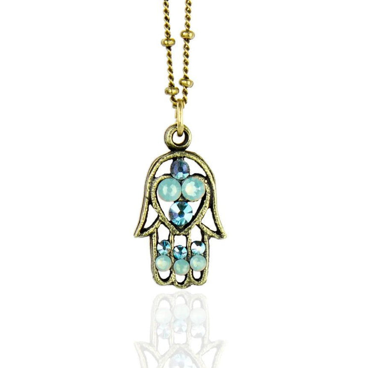 Crystal Hamsa Necklace - Leila Jewels