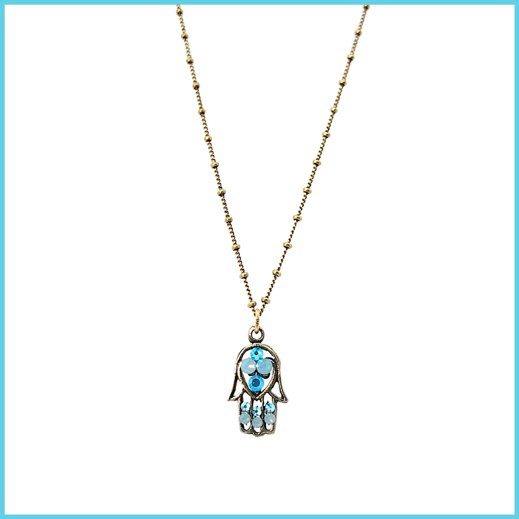 Crystal Hamsa Necklace - Leila Jewels