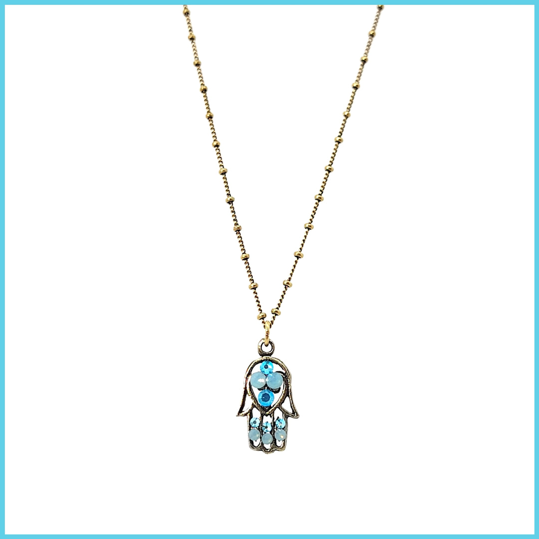 Crystal Hamsa Necklace - Leila Jewels