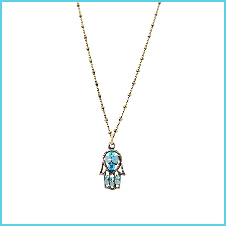 Crystal Hamsa Necklace - Leila Jewels