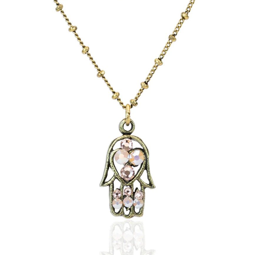 Crystal Hamsa Necklace - Leila Jewels