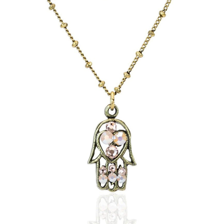 Crystal Hamsa Necklace - Leila Jewels