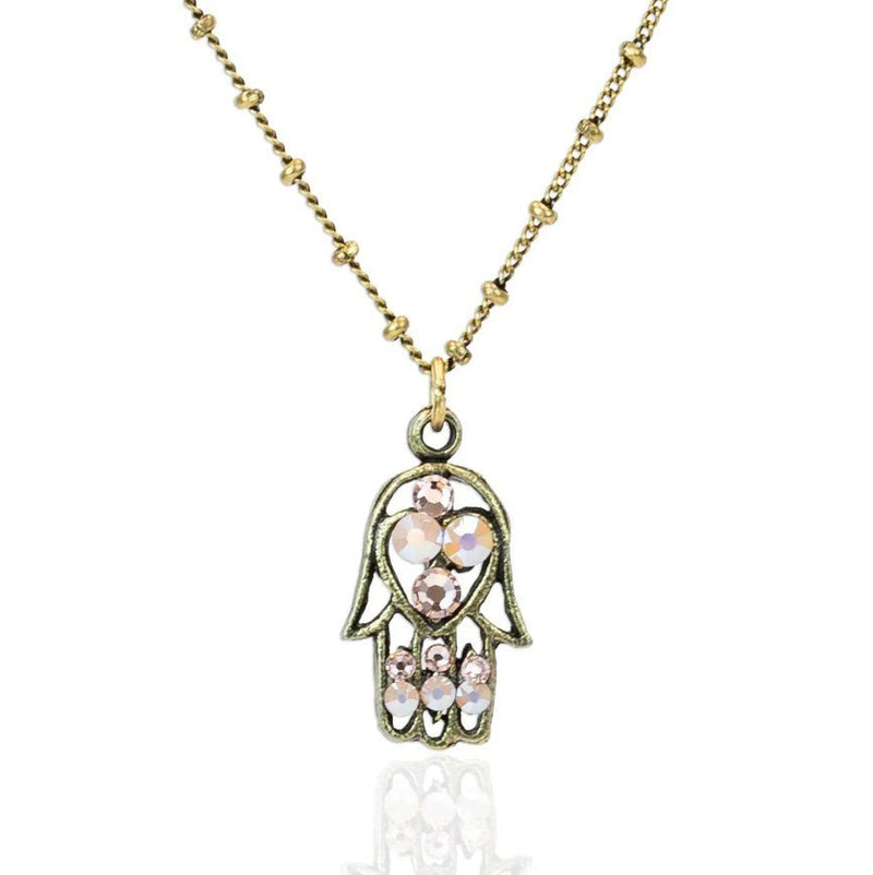 Crystal Hamsa Necklace - Leila Jewels