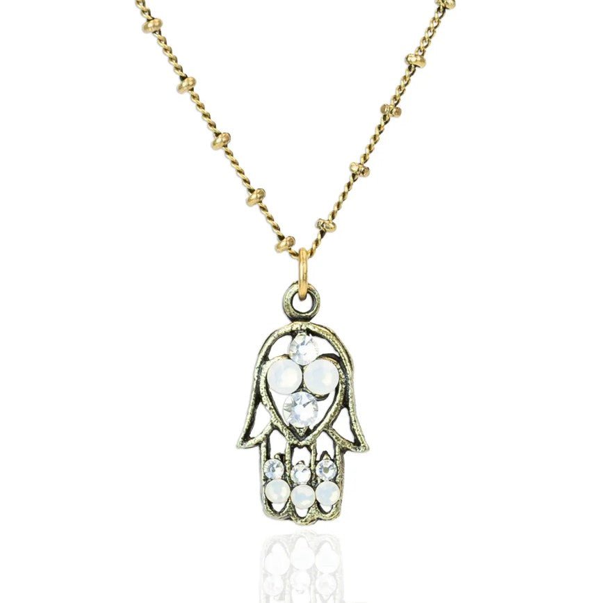 Crystal Hamsa Necklace - Leila Jewels