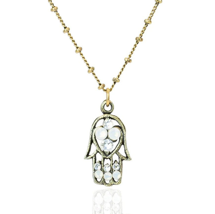 Crystal Hamsa Necklace - Leila Jewels
