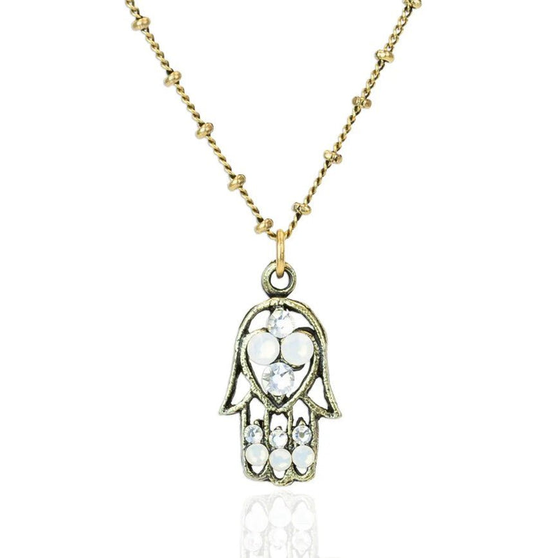 Crystal Hamsa Necklace - Leila Jewels